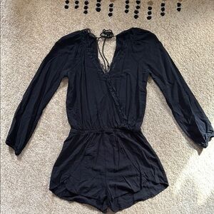 Express Black Romper with Lace Detail